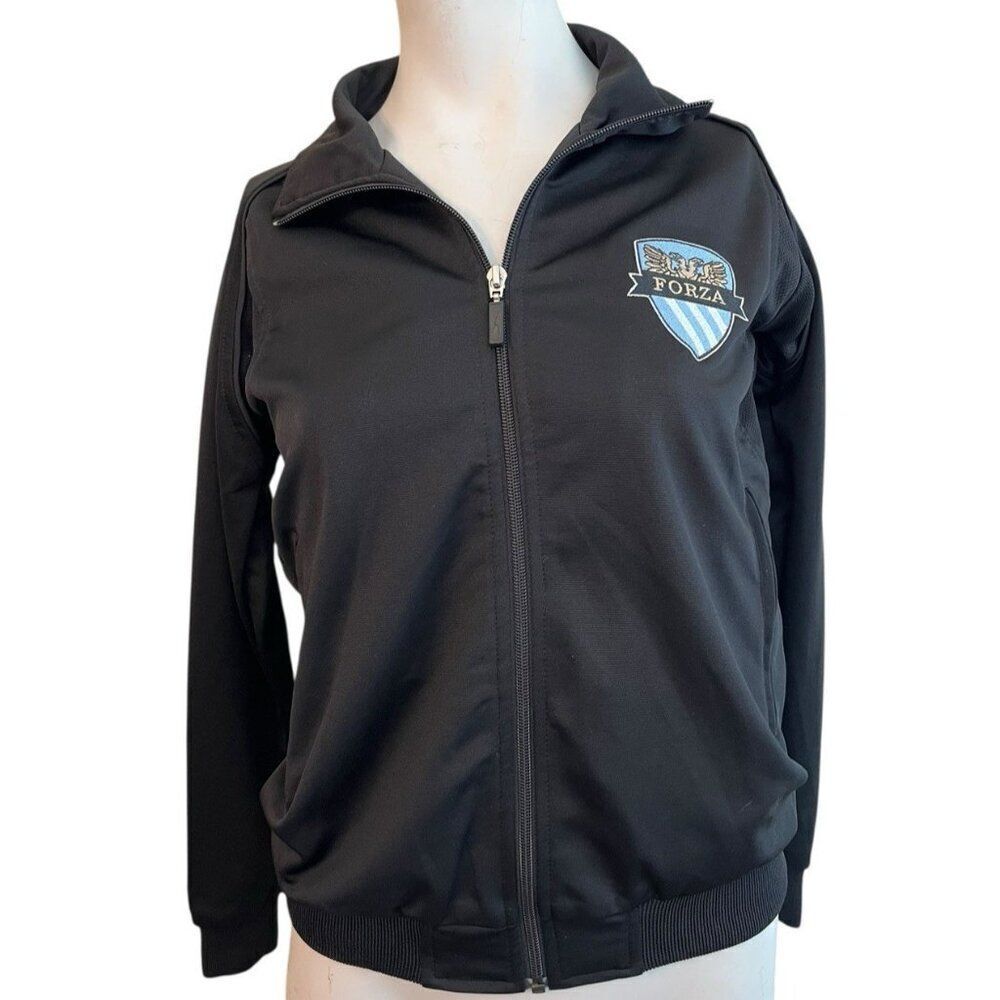 Ladies Small Forza Soccer Club Patch Black Track Jacket Full Zip Score